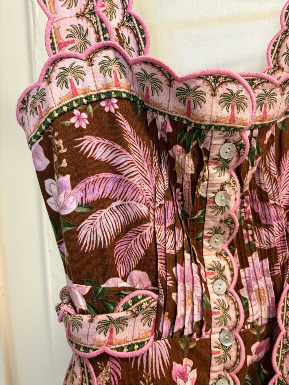 FARM Rio Pink Floral Embroidered Brown Mini Dress - Picture 4 of 4
